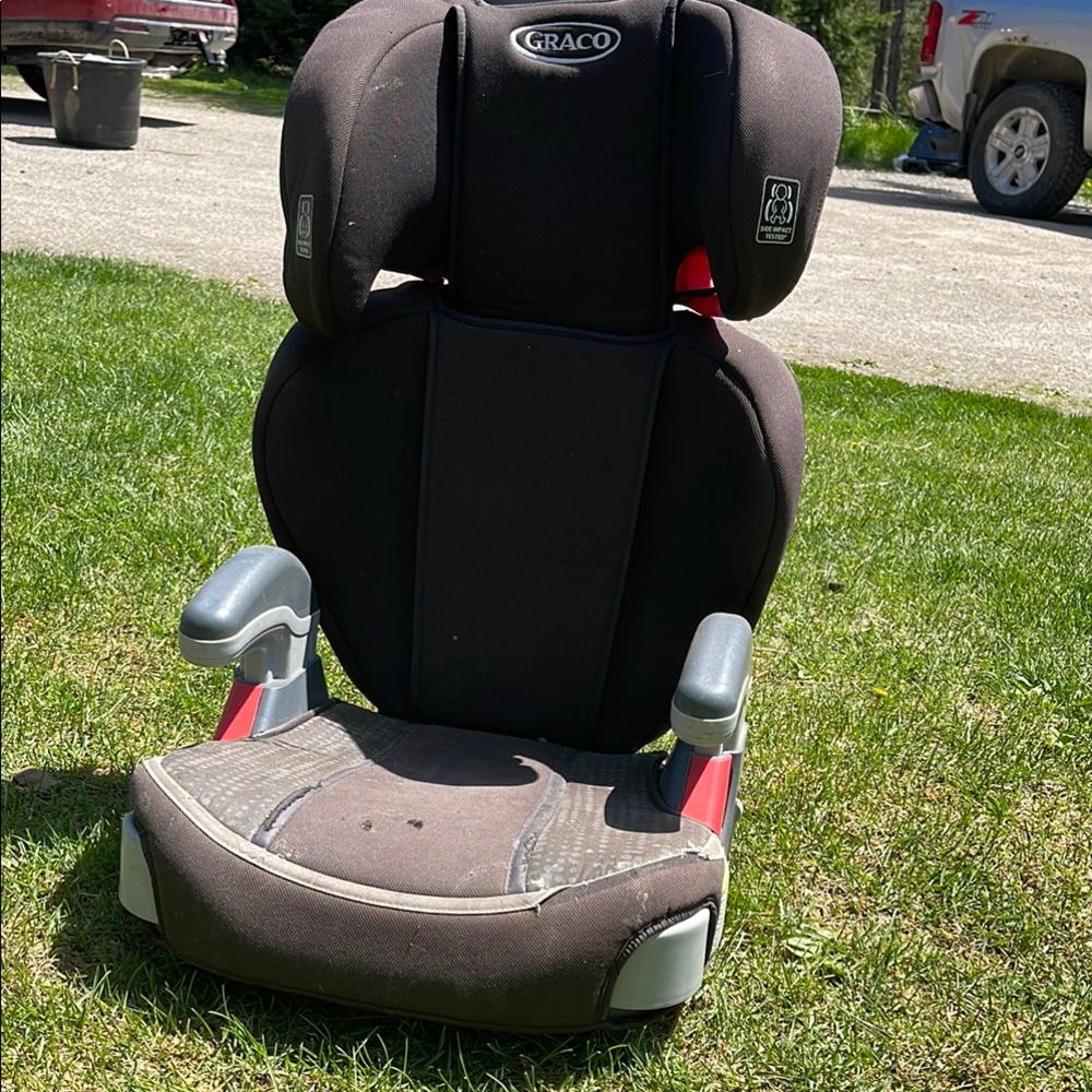 Black and Gray Toy Booster Seat with Armrests